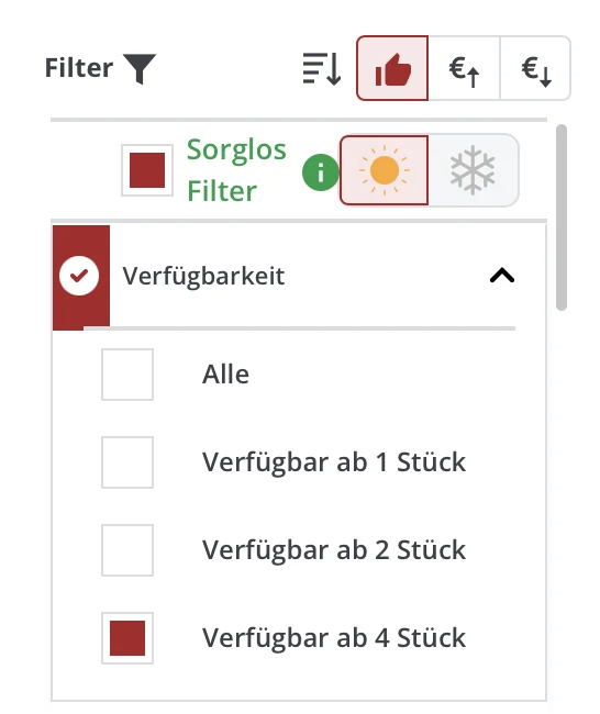 Sorglos-Filter, verfügbar ab 4 Stück